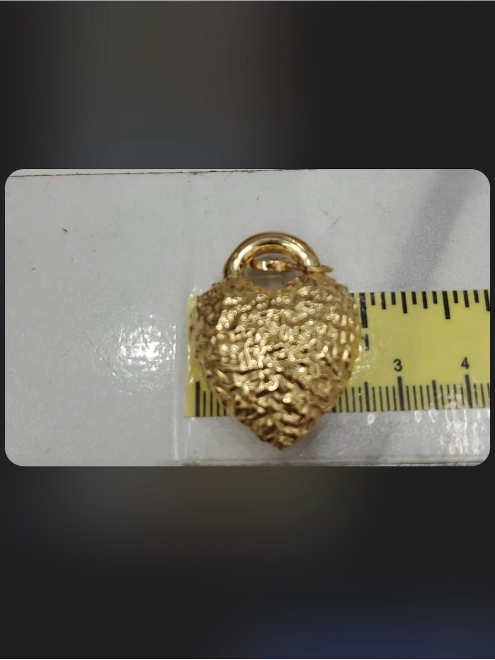 Gold Textured Heart Pendant Necklace Charm